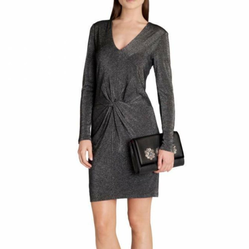 Ted Baker Lizzey Metallic Twist Ruched Cocktail Dressed - Size 1/US 4